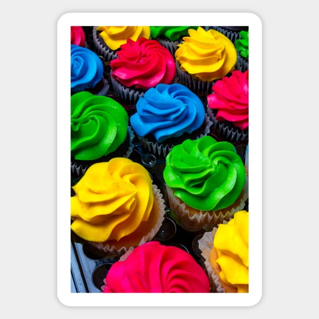 Rows Of Colored Frosting Cupcakes Sticker by photogarry